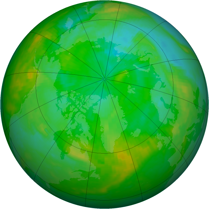 Arctic ozone map for 25 July 1989